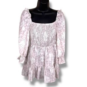 Medium Peasant Top Ruffle Boho Floral Leopard Print White Ivory Ruffle